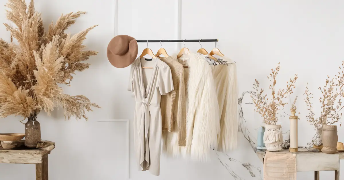 Clothes and accessories in neutral shades