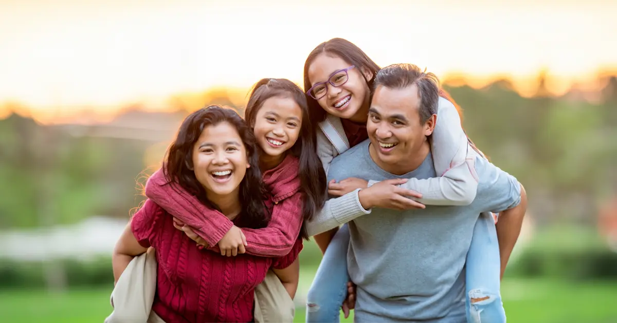 Happy family with young children