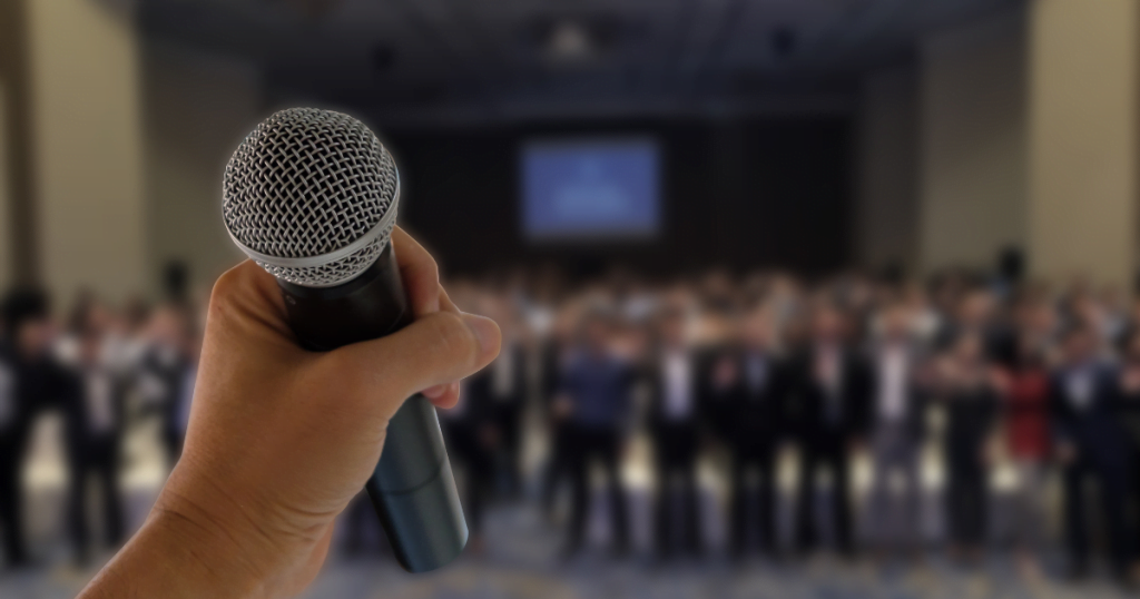 Speaking in front of a large group of people can be nerve wracking.