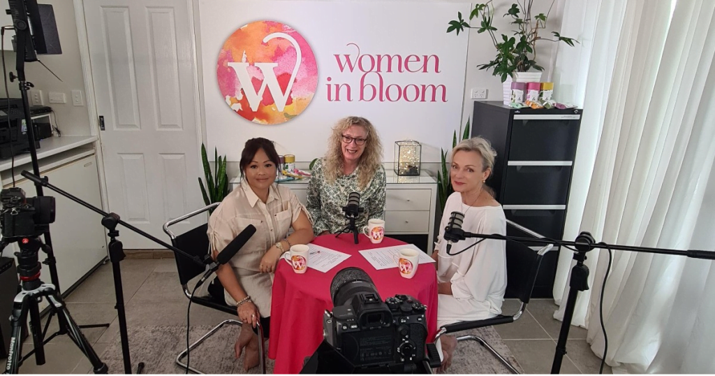 WIB Directors Alexis, Caroline and Annie at their podcast recording.